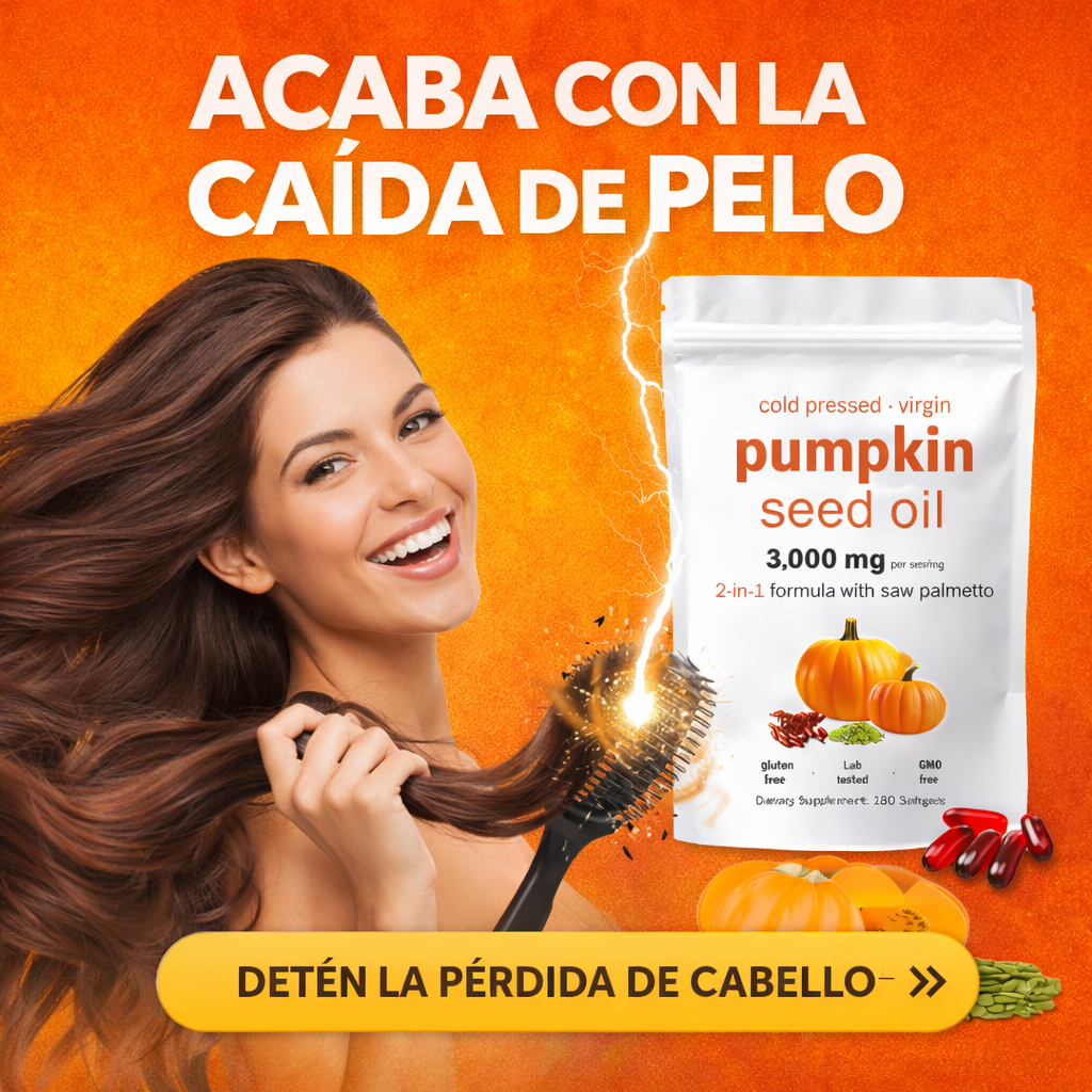 Cápsulas de Aceite de Semilla de Calabaza 🌱 Recupera la fuerza de tu cabello y reduce su caída desde la raíz