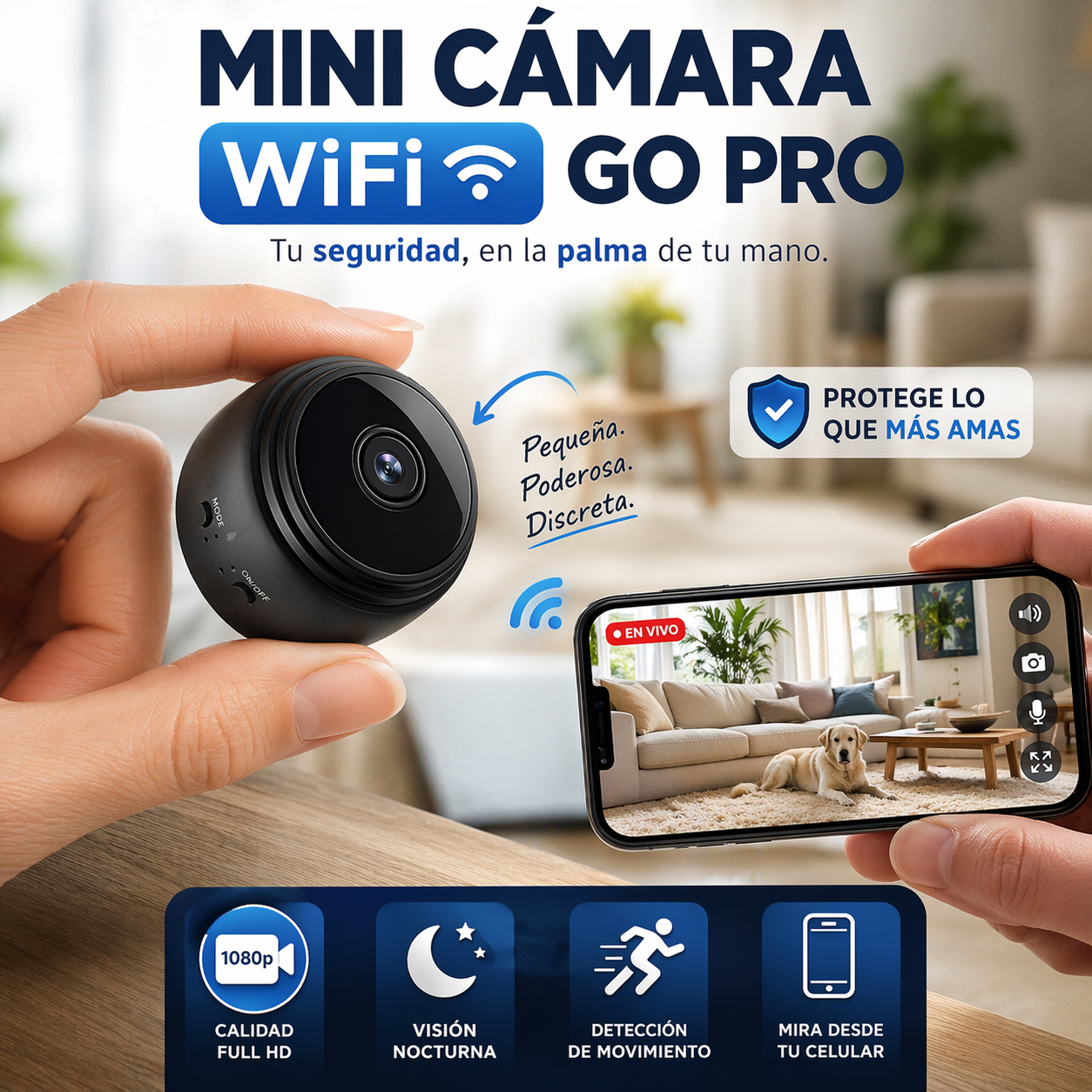 Mini Camara Go PRO 📷 Supervisa tu hogar en tiempo real y siente seguridad en cada momento 👀