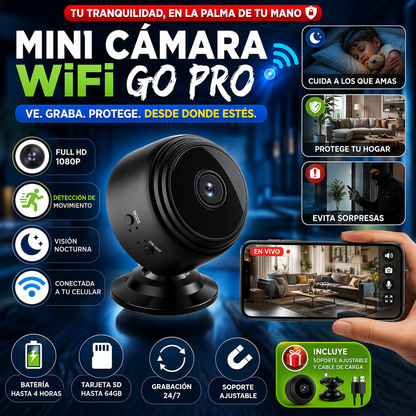 Mini Camara Go PRO 📷 Supervisa tu hogar en tiempo real y siente seguridad en cada momento 👀