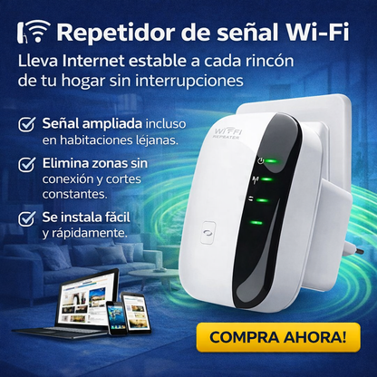 Amplificador de señal Wi-Fi 📶 Lleva internet estable a cada rincón de tu hogar sin interrupciones