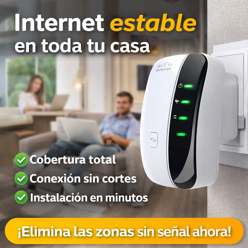 Amplificador de señal Wi-Fi 📶 Lleva internet estable a cada rincón de tu hogar sin interrupciones
