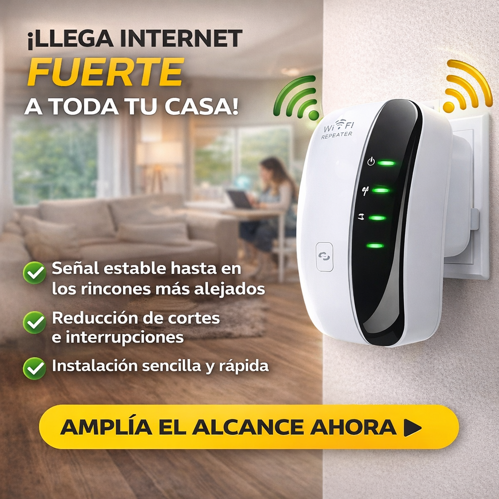 Amplificador de señal Wi-Fi 📶 Lleva internet estable a cada rincón de tu hogar sin interrupciones
